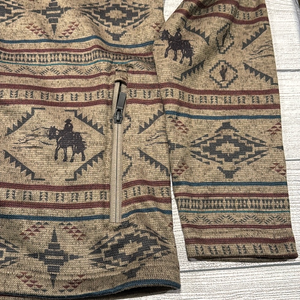 Men's Ariat Caldwell Western Print Full Zip Sweater size M brown - Picture 8 of 14